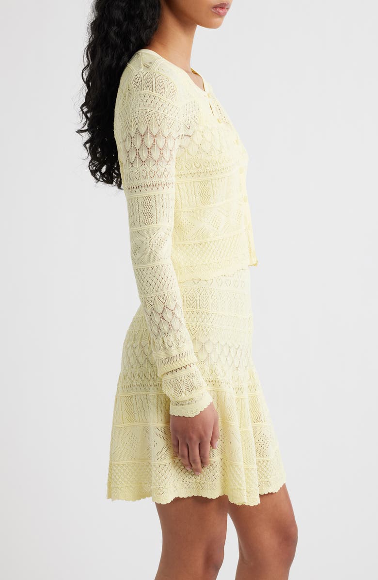 LoveShackFancy Brigette Pointelle Cardigan, Alternate, color, Sugar Daisy