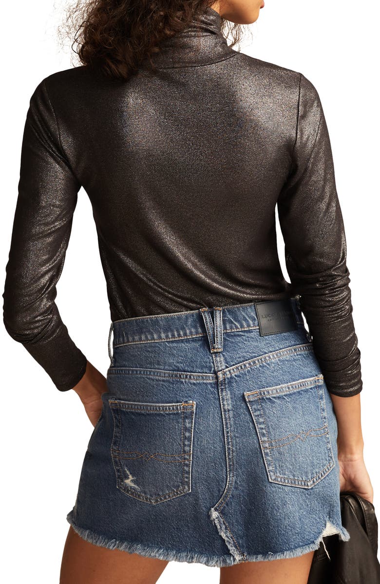 Lucky Brand Turtleneck Long Sleeve Layering Top, Alternate, color, Jet Black