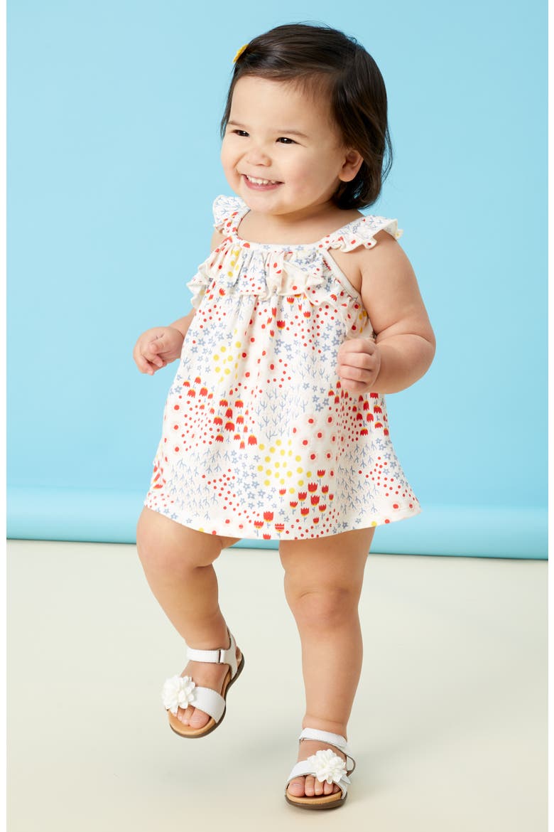 Ruffle Stripe Romper, Alternate, color, WHITE MULTI SPARKLE STRIPE