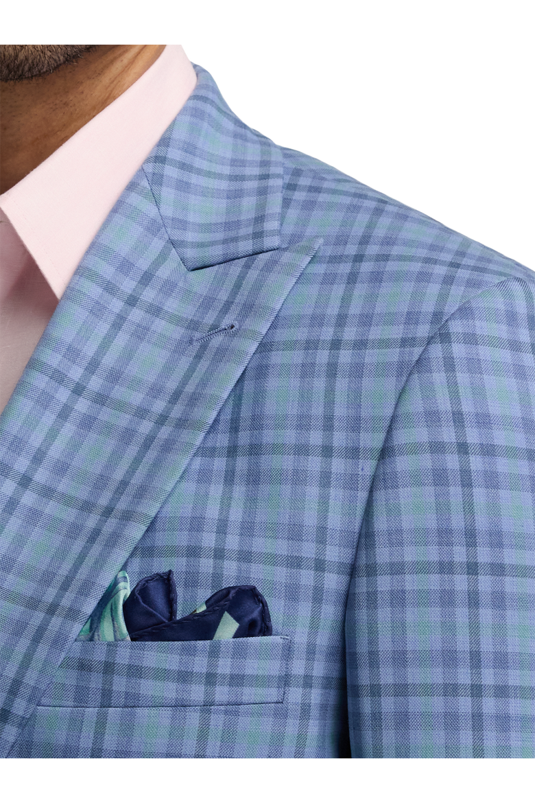 Wool Blend Single Breasted Peak Lapel Sport Coat, Alternate, color, Blue/Green