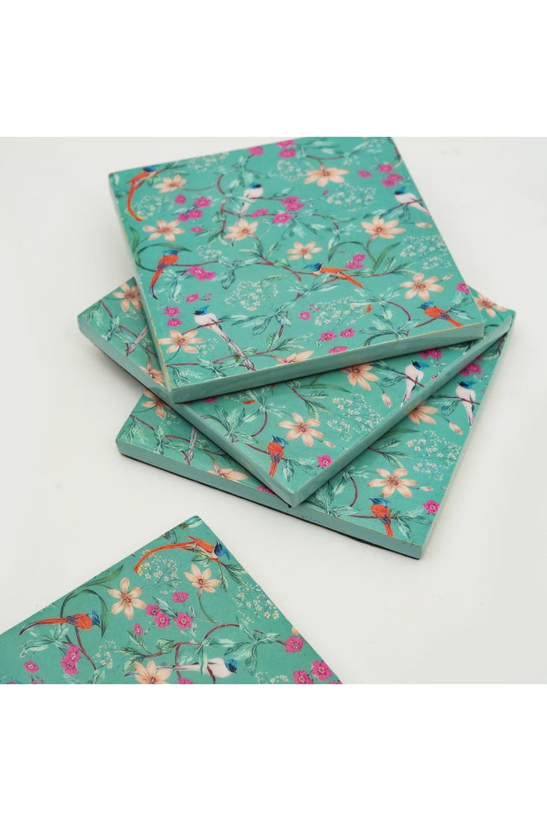 Aqua Flora Coasters, Alternate, color, Aqua Flora