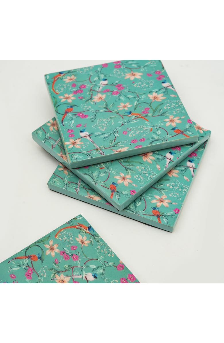 Mela Artisans Aqua Flora Coasters, Alternate, color, Aqua Flora