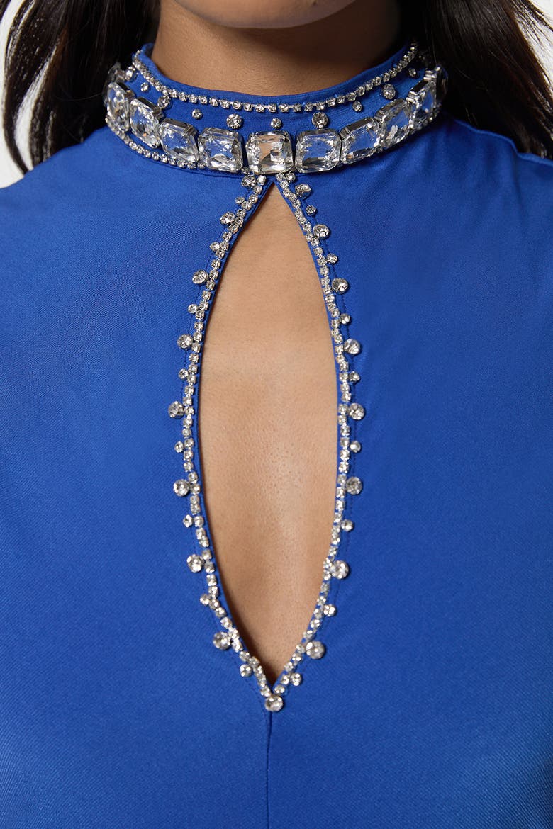 Embellished Jersey Crepe Maxi Dress, Alternate, color, Cobalt