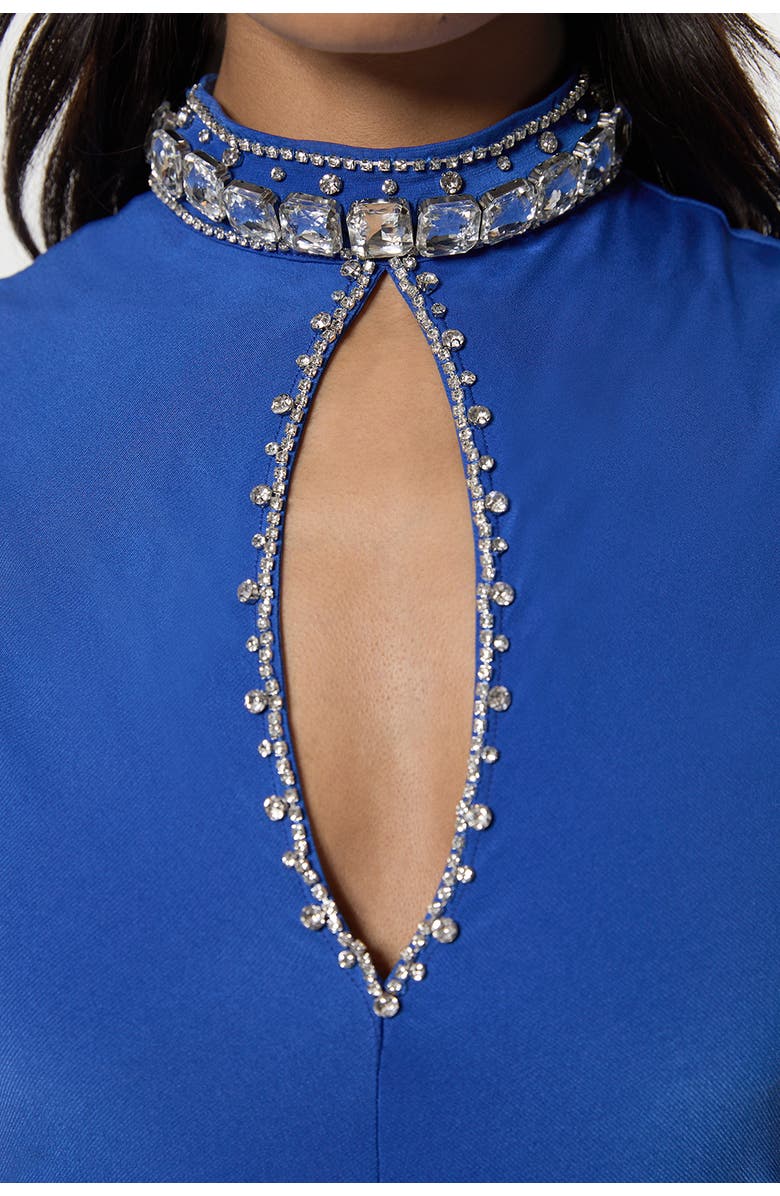 Karen Millen Embellished Jersey Crepe Maxi Dress, Alternate, color, Cobalt