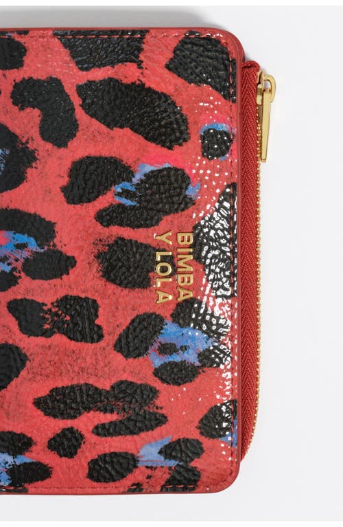 Bimba Y Lola Textured Leopard Print Compact Wallet In Multi