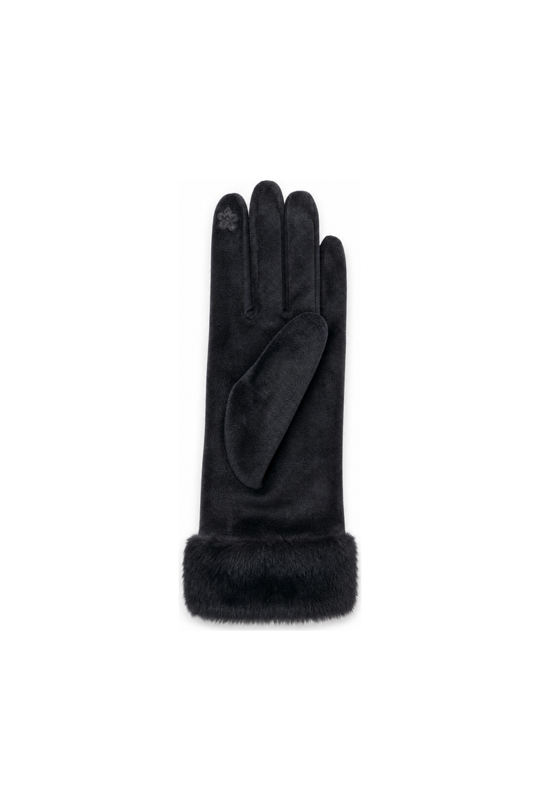 Women's Velvet Glove with Faux Fur Cuff, Alternate, color, Black