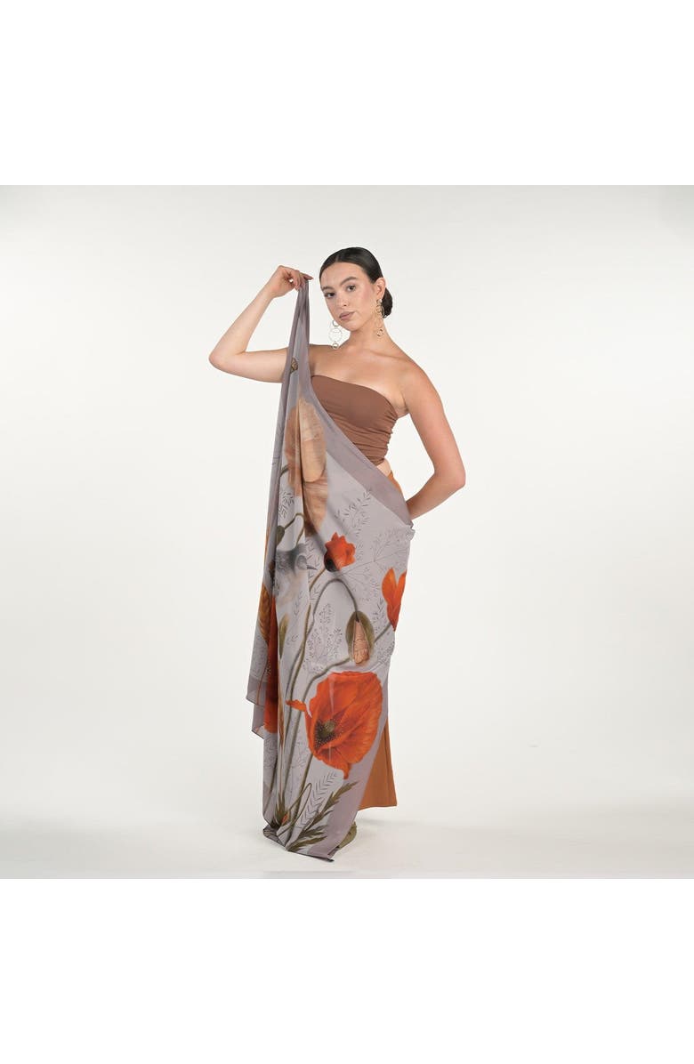 Silk&Soul Poppy Scarf, Alternate, color, Grey