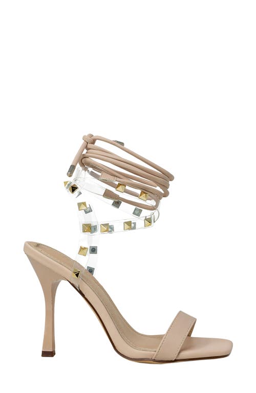 Chase & Chloe Chase And Chloe Divine Studded Lucite Ankle Wrap Sandal