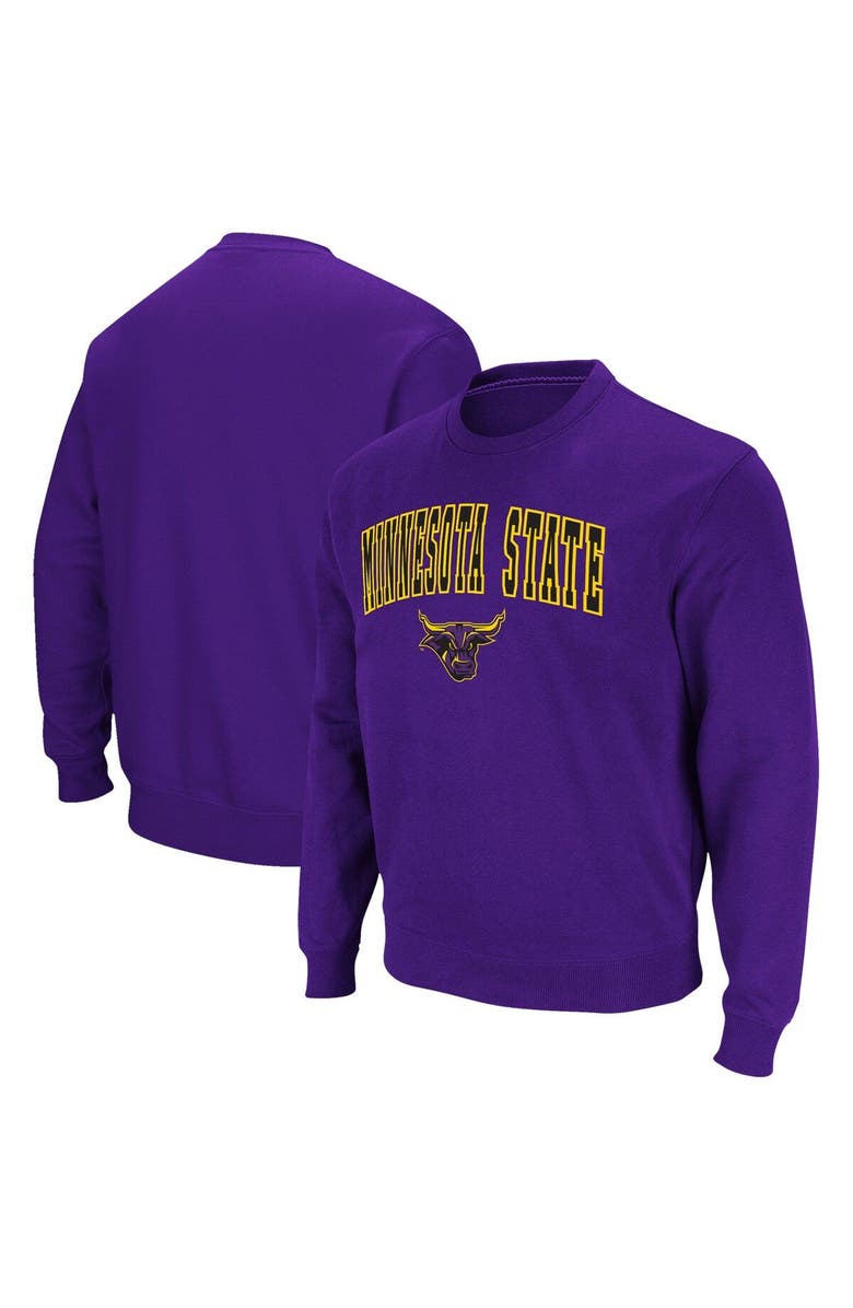 COLOSSEUM Men's Colosseum Purple Minnesota State University Mankato Arch & Logo Pullover Sweatshirt, Main, color, 