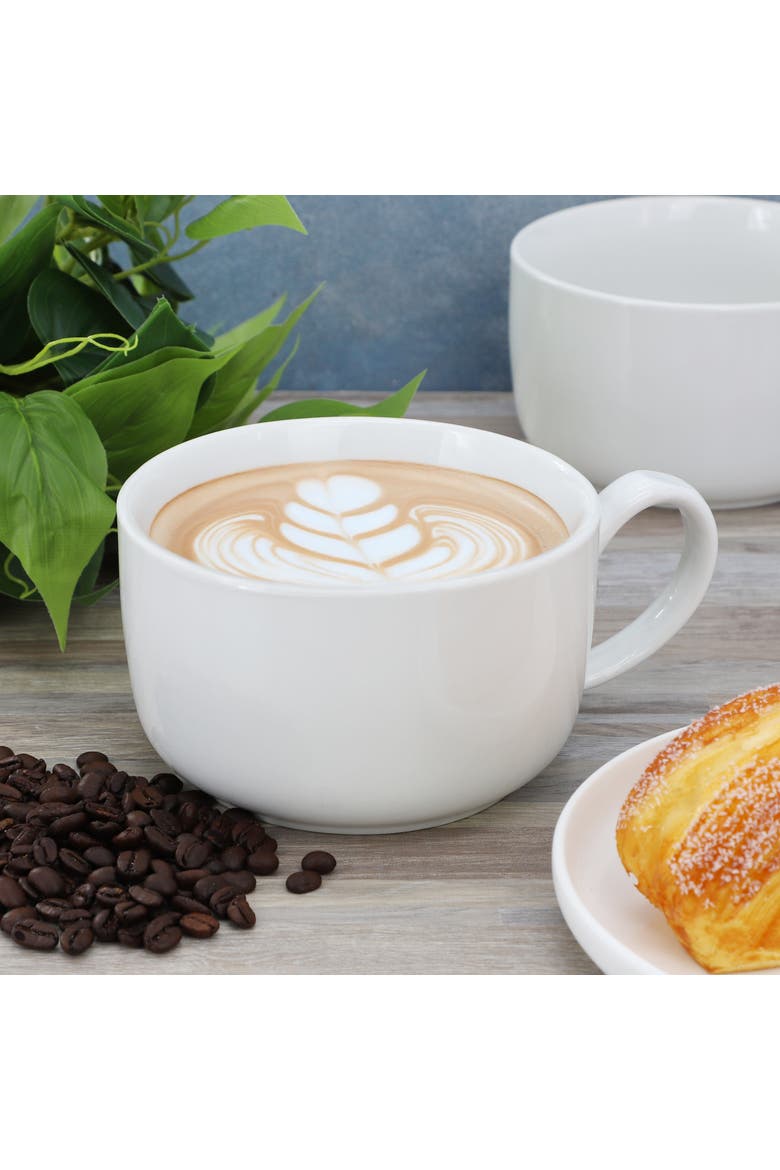 Great Essentials 4 Piece 32.5 Ounce Fine Ceramic Large Latte Mug Set, Alternate, color, White