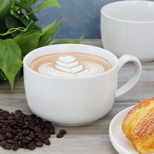 Gibson Home Great Essentials 4 Piece 32.5 Ounce Fine Ceramic Large Latte Mug Set In White