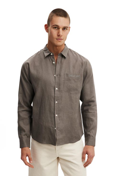Men's Relaxed Linen Long Sleeve Shirt