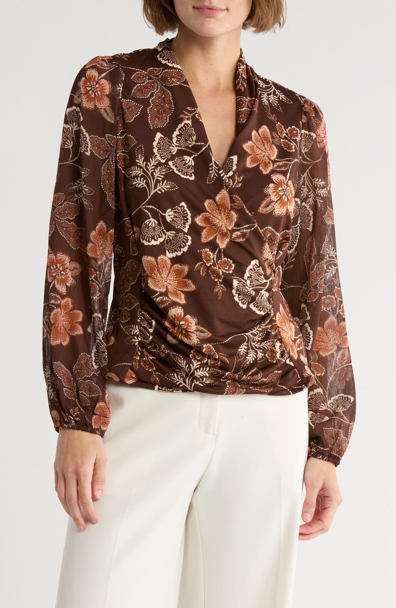 CHENAULT Floral Long Sleeve Mixed Media Top, Main, color, 