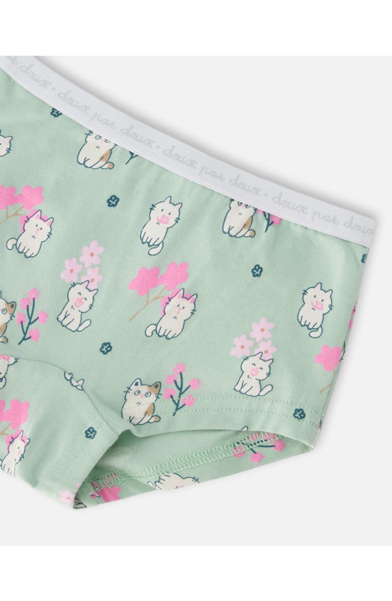 Deux par Deux Boyshort Panties (Pack Of 3) Organic Cotton, Alternate, color, Green Kitten Print