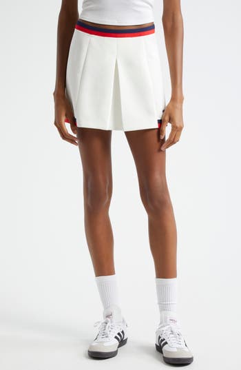 Sporty And Rich Sporty & Rich Serif Logo Mila Pleated Skirt In White