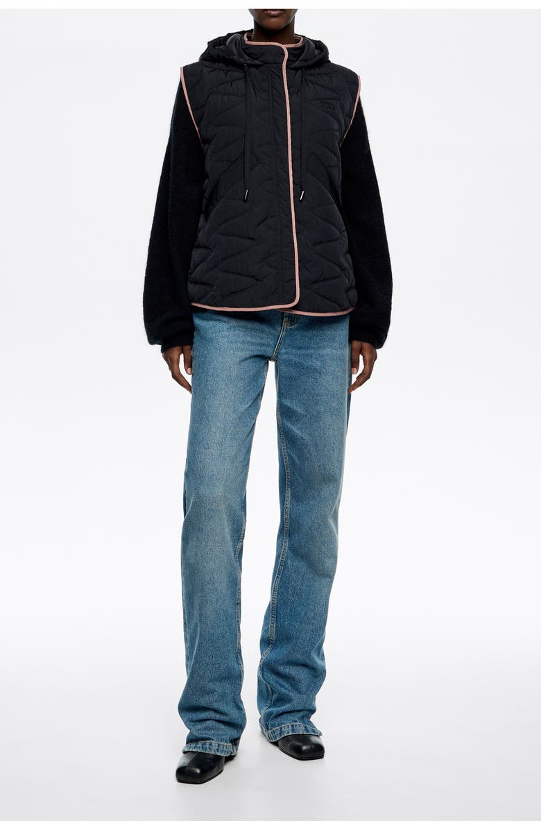 Bimba y Lola Padded Vest Hood, Main, color, Black