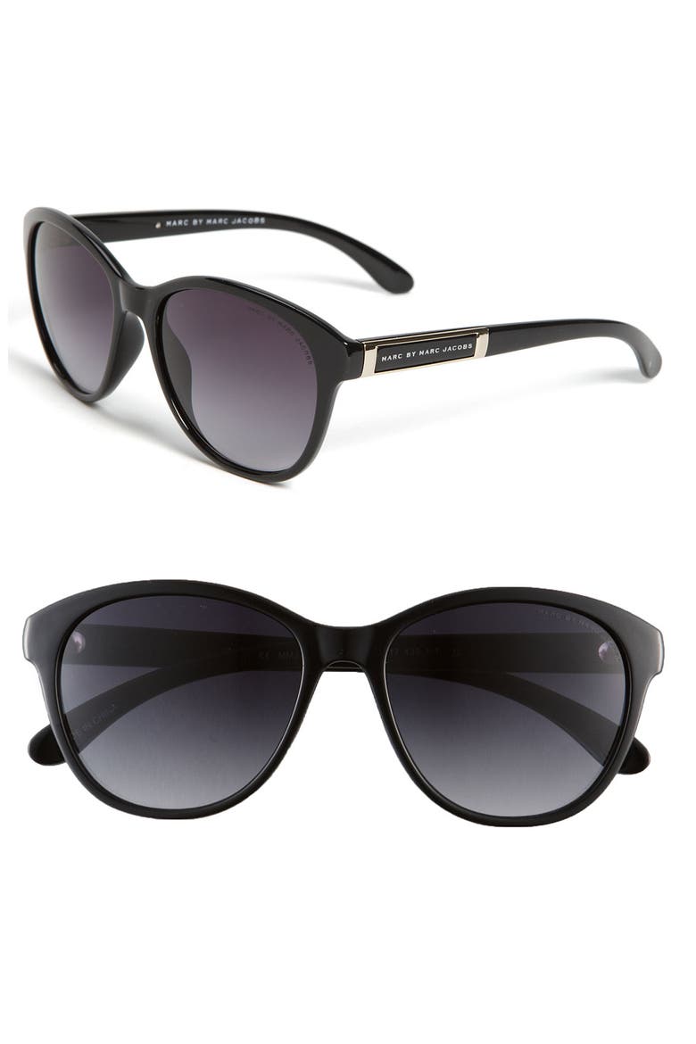 Retro Plastic Sunglasses, Main, color, SHINY BLACK