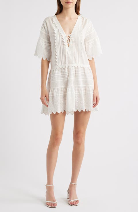 Orcia Embroidery Detail Cotton Babydoll Minidress