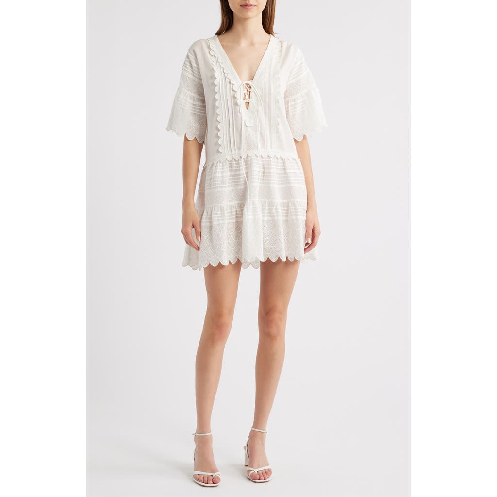 Loveshackfancy Orcia Embroidery Detail Cotton Babydoll Minidress