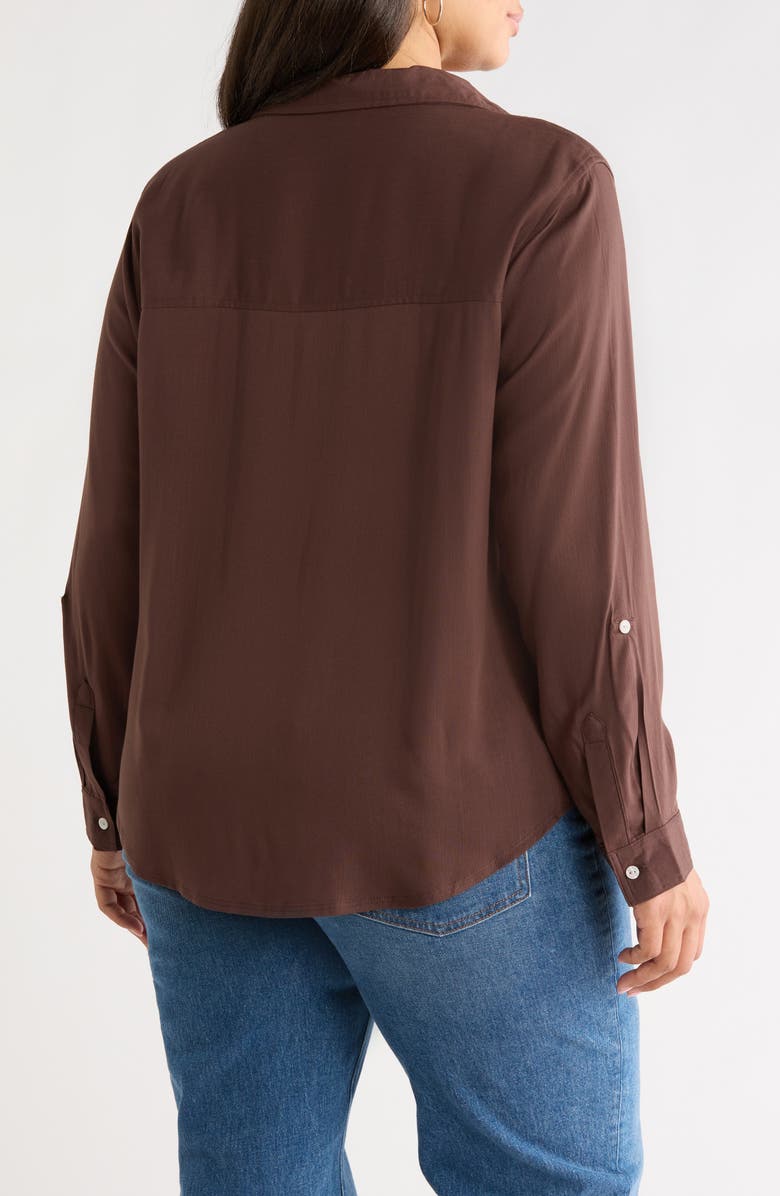 beachlunchlounge Felicity Button-Up Shirt, Alternate, color, Hot Fudge