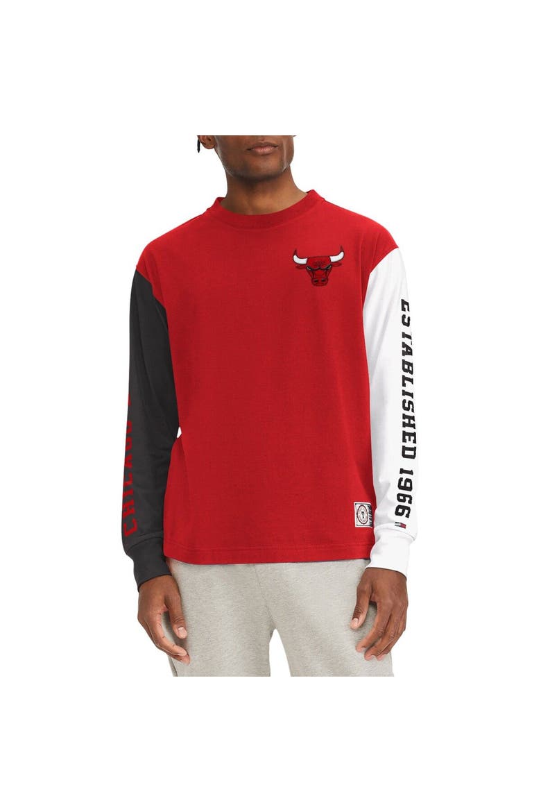 Men's Tommy Jeans Red Chicago Bulls Richie Color Block Long Sleeve T-Shirt, Main, color, Red