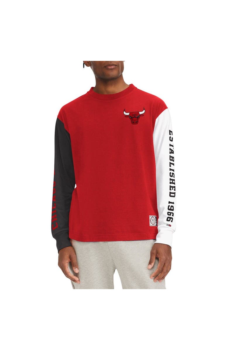 TOMMY JEANS Men's Tommy Jeans Red Chicago Bulls Richie Color Block Long Sleeve T-Shirt, Main, color, Red