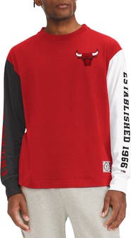 TOMMY JEANS Men's Tommy Jeans Red Chicago Bulls Richie Color Block Long Sleeve T-Shirt
