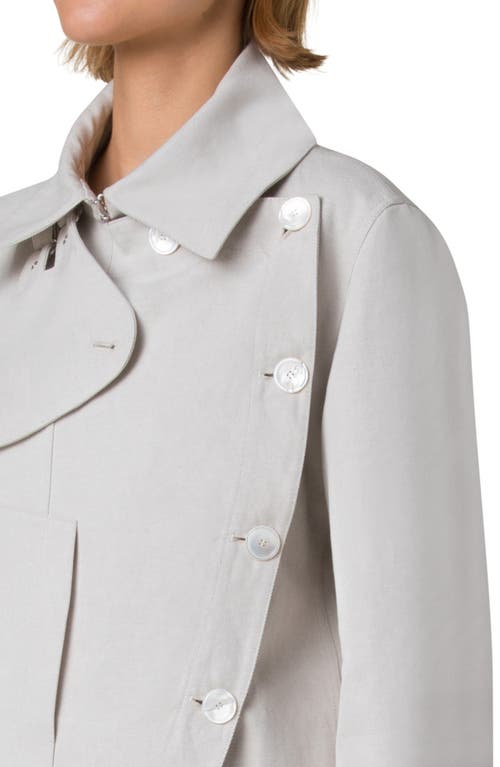 Shop Akris Arno Cotton & Linen Twill Trench Jacket In Greige