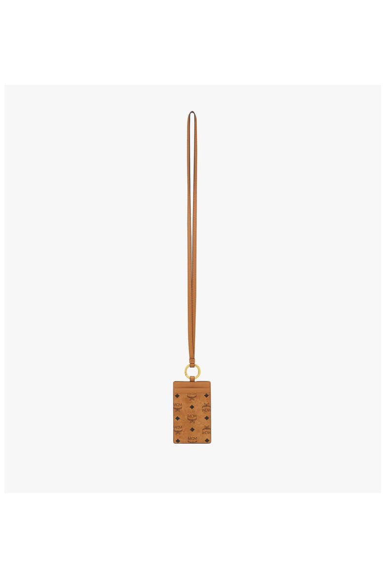 Lanyard ID Card Holder in Visetos, Alternate, color, Cognac