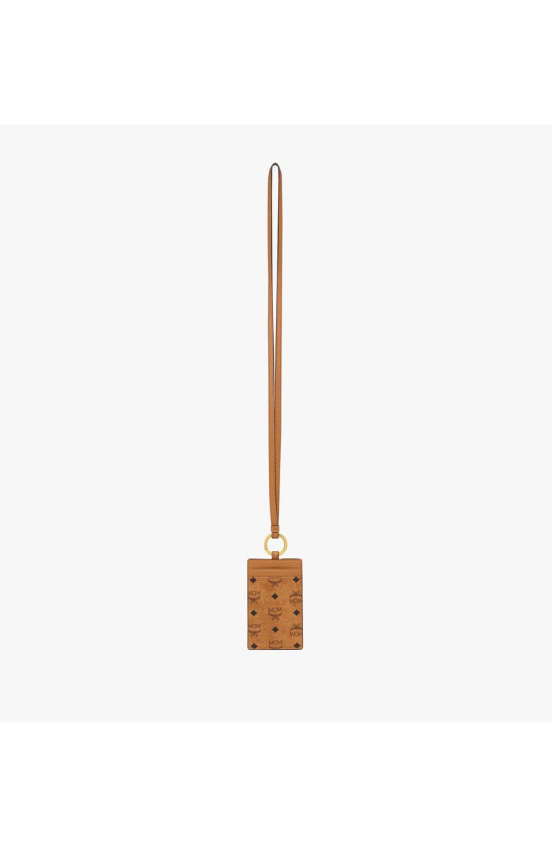 MCM Lanyard ID Card Holder in Visetos, Alternate, color, Cognac