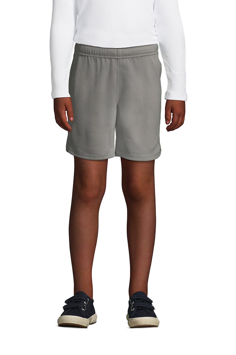 School Uniform Girls Mesh Gym Shorts, Main, color, Stone Gray