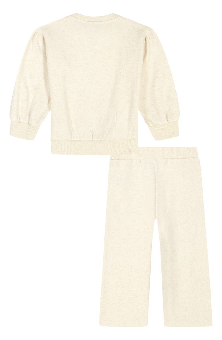 Tommy Hilfiger TH Fleece Graphic Pullover & Wide Leg Pants Set, Alternate, color, Oat