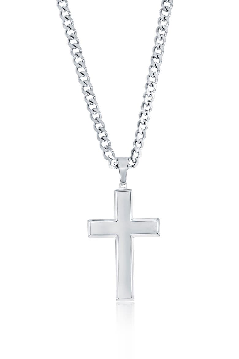 Cross Pendant Necklace, Main, color, SILVER