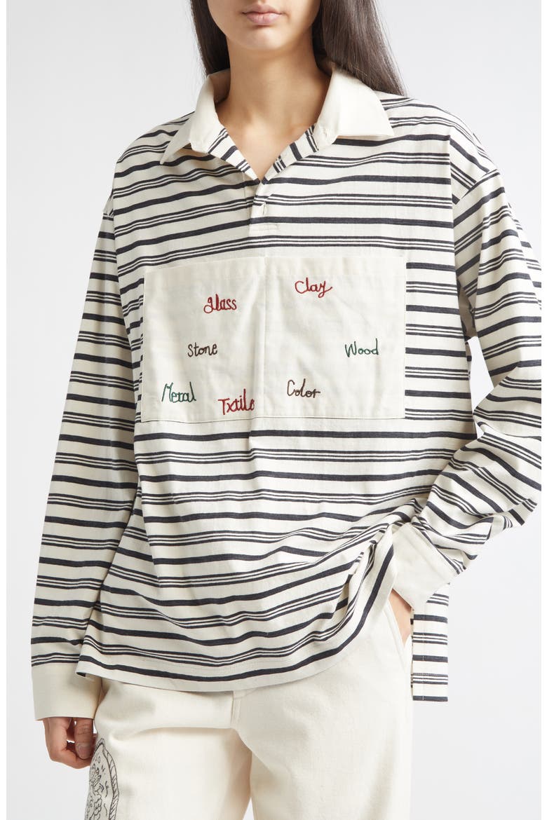 Syntax Rugger Stripe Rugby Shirt, Alternate, color, IVORY/ NAVY