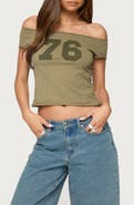 EDIKTED 76 Off the Shoulder Stretch Cotton Crop Top