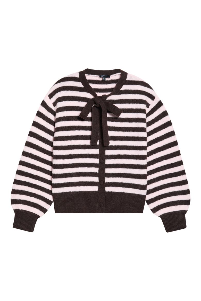 Bow Detail Stripe Cardigan, Main, color, PINK MULTI
