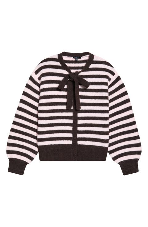 Bow Detail Stripe Cardigan