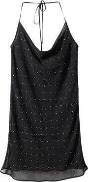 MANGO Rhinestone Halter Dress