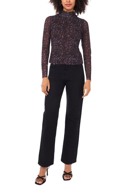 Parker Leopard Mock Neck Long Sleeve Top In Multi