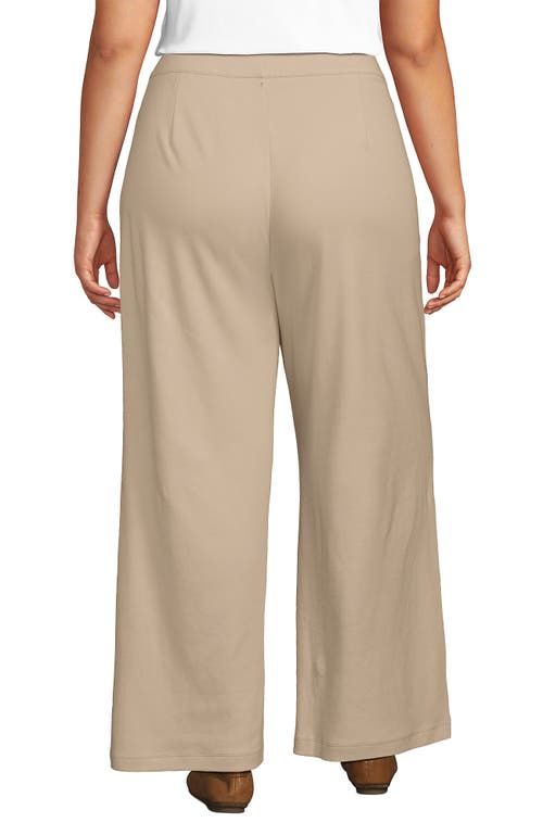Lands' End Knit High Rise Pleated Wide Leg Pants In White