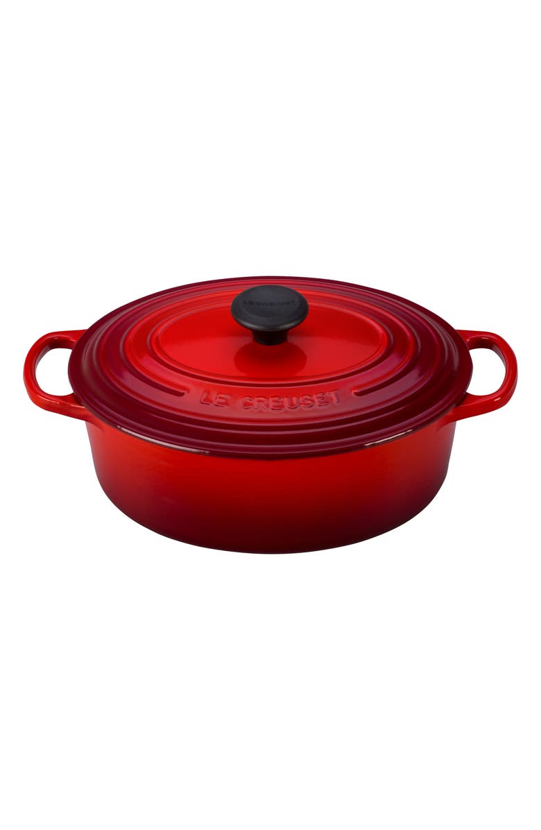 Le Creuset Signature 2.75 Quart Oval Enameled Cast Iron Dutch Oven, Main, color, Cerise