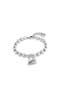 Sterling silver-plated beaded bracelet with a heart charm