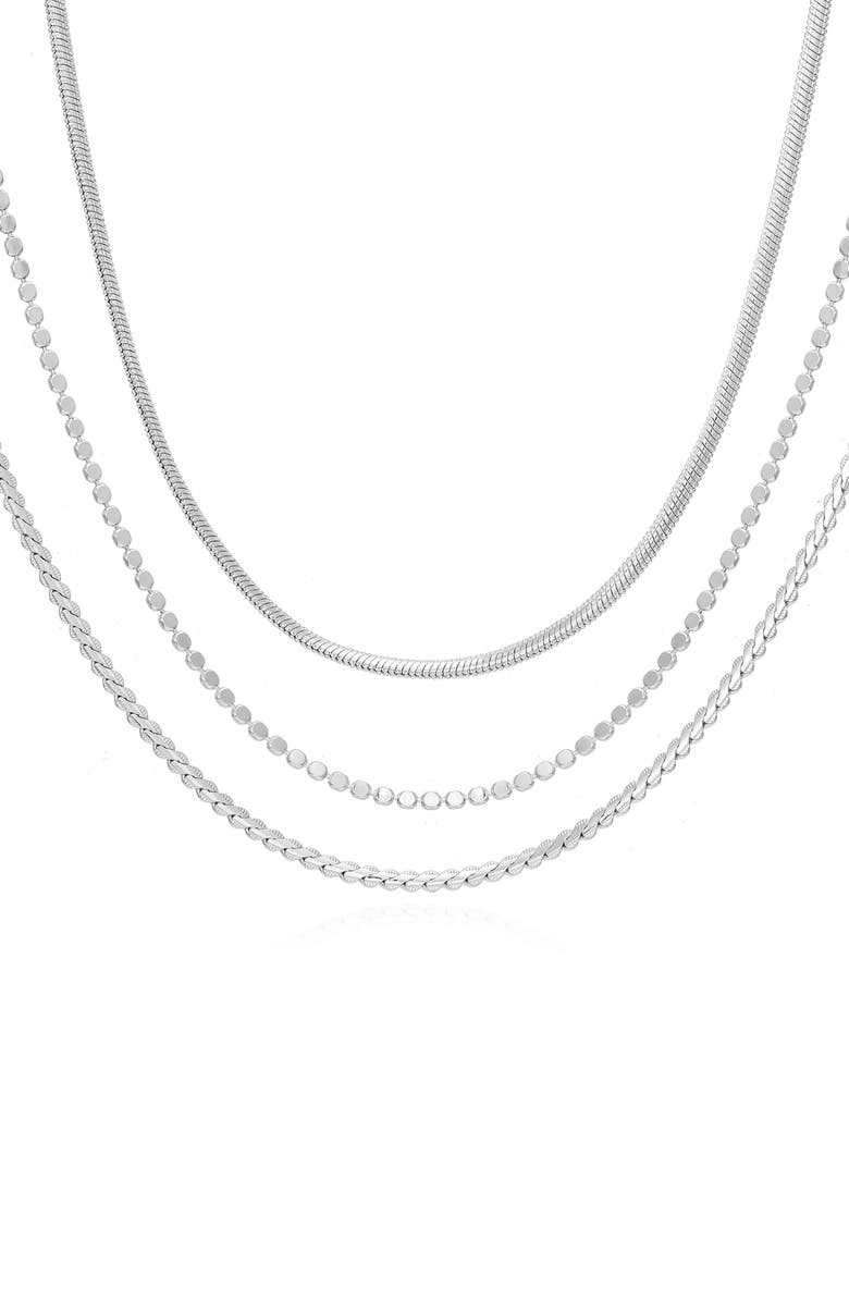 Vince Camuto Set of 3 Assorted Chain Necklaces, Main, color, Silver Tone