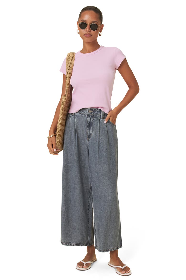 Spencer Wide Leg Pleat Crop Jeans, Alternate, color, INDIGO BLUE