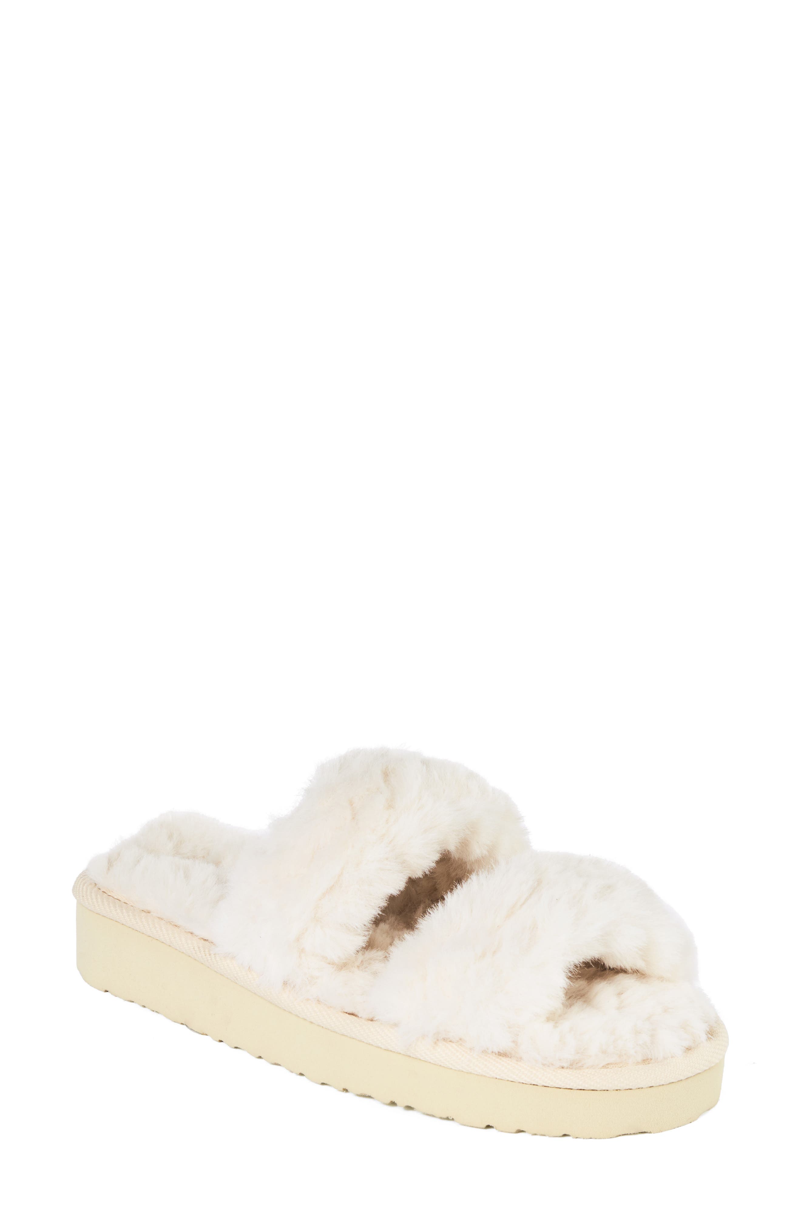 Teddy Faux Fur Two Band Slipper, Main, color, CREAM