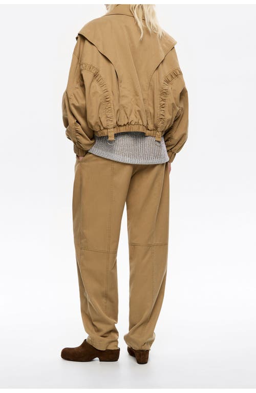 Bimba Y Lola Oversize Washed Gathered Jacket In Brown