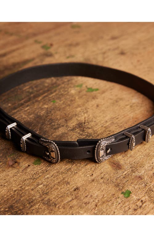 Fortela Tasia Leather Belt With Double Buckle In Black