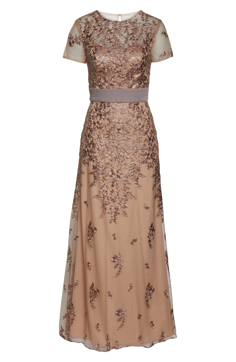 JS Collections Floral Embroidered Evening Dress, Alternate, color,