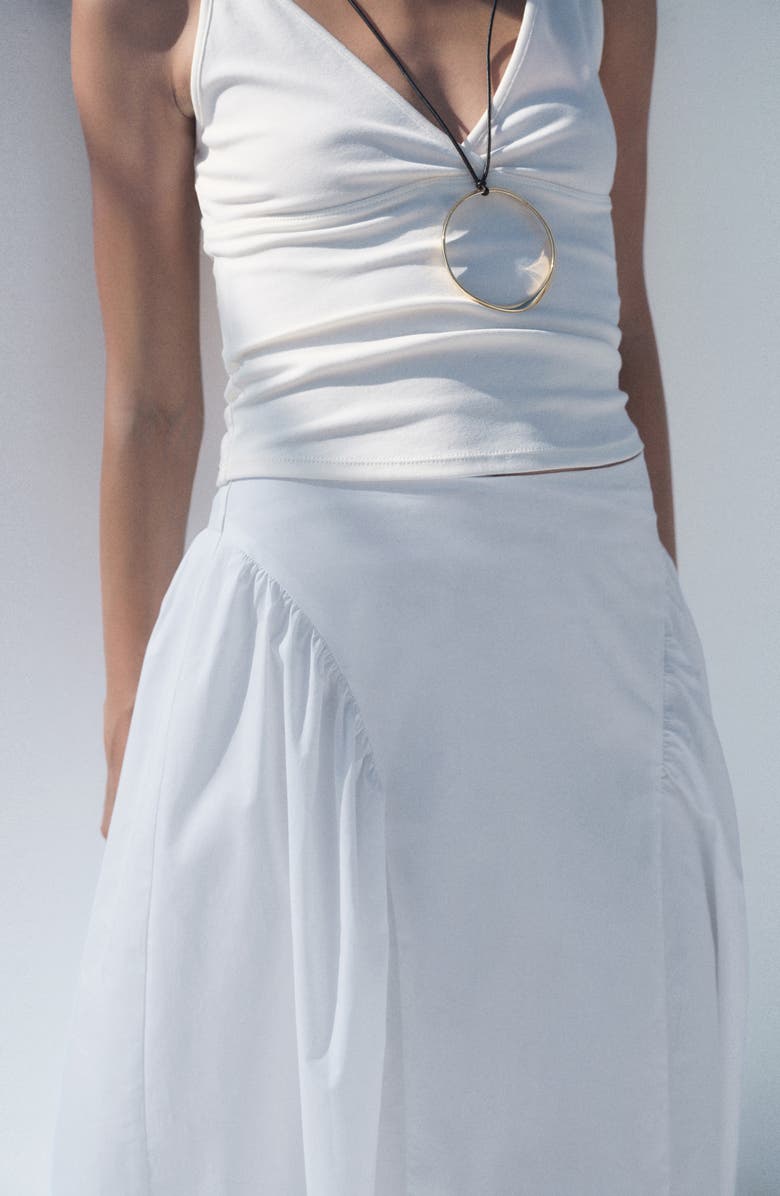 MANGO Cotton Midi Skirt with Pleats, Alternate, color, White