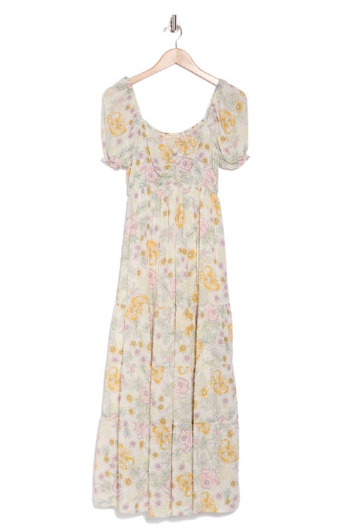 LOVESTITCH LOVESTITCH FLORAL PUFF SLEEVE TIERED MAXI DRESS